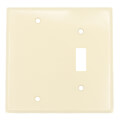 Product Image of 2-Gang Electrical Wall Plate Combo, 1 Blank & 1 Toggle Switch, Box Mount (Ivory)
