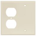 Product Image of 2-Gang Electrical Wall Plate Combo, 1 Duplex & 1 Blank, Box Mount (Ivory)
