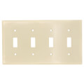 Product Image of 4-Gang Electrical Wall Plate, Toggle Switch (Ivory)