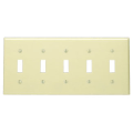 Product Image of 5-Gang Electrical Wall Plate, Toggle Switch (Ivory)