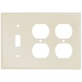Product Image of 3-Gang Electrical Wall Plate, 2 Duplex & 1 Toggle Switch (Ivory)
