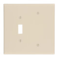Product Image of 2-Gang Oversized Wall Plate Combo, 1 Blank & 1 Toggle Switch, Thermoset, Box Mount (Ivory)