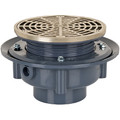 Product Image of 3" PVC Flashing Drain Sch. 40 Hub Drain w/ Nickel Bronze Ring & Strainer, Tapped 1/2" FIP Port