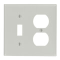 Product Image of 2-Gang Electrical Wall Plate, Combo, Duplex & Toggle Switch (Grey)