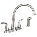 Product Image of Brecklyn Spot Resist Stainless 2 Handle High Arc Kitchen Faucet, w/ Side Spray, 87102SRS