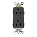 Product Image of 15A Decora Plus Duplex Receptacle/outlet, Heavy Duty Self-grounding, Back/Side Wire (Black)