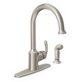 Product Image of Bayhill Spot Resist Stainless 1 Handle High Arc Kitchen Faucet, w/ Side Spray, 87301SRS