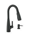 Product Image of Haelyn Matte Black 1 Handle High Arc Pulldown Kitchen Faucet, w/ Colorcue, 87627EIBL