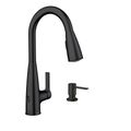 Product Image of Haelyn Matte Black 1 Handle High Arc Pulldown Kitchen Faucet, Motionsense Wave, 87627EWBL