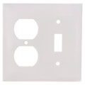 Product Image of 2-Gang Electrical Wall Plate, Combo, 1 Duplex & 1 Toggle Switch (White)