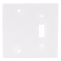 Product Image of 2-Gang Electrical Wall Plate Combo, 1 Toggle & 1 Blank, Box Mount (White)