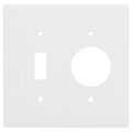 Product Image of 2-Gang Electrical Wall Plate Combo, 1 Toggle & 1 Single 1.406" Hole, Device Mount (White)