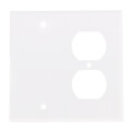 Product Image of 2-Gang Electrical Wall Plate Combo, 1 Duplex & 1 Blank, Box Mount (White)