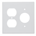Product Image of 2-Gang Electrical Wall Plate Combo, 1 Duplex & 1 Single 1.406 Inch Hole, Device Mount (White)
