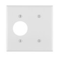 Product Image of 2-Gang Electrical Wall Plate Combo, 1 Blank & 1 Single Receptacle, Strap Mount (White)