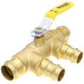 Product Image of 1" x 3/4" Press Full Port Brass Ball Valve w/ Reversible Handle, Primary/Secondary Loop Purge Tee