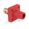 Product Image of 16 Series Single Pole Cam Type Female Panel Mount Receptacle, 90-Degree, Half Round w/ Tapped Hole, Cable Size #2, 4/0, 400A Max (Red)
