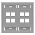Product Image of Dual-Gang Quickport, Wallplate w/ ID Windows, 8-port (Gray)