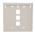 Product Image of Dual-Gang Quickport, Wallplate w/ ID Windows, 3-port (Light Almond)