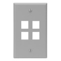 Product Image of Single-Gang Quickport, Wallplate, 4-port (Gray)