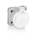 Product Image of 16 Series Panel Receptacle Enclosure w/ Automatic Closing Lid, Male/Female, Thermoplastic Housing and Cover, Stainless Steel Torsion Spring (White)