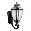 Product Image of Salisbury 19.25" 1 Light Outdoor Wall Light w/ White Linen Glass (Black)