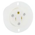 Product Image of 15A, 125V NEMA 5-15r, 2p, 3w, Flanged Outlet Receptacle, Straight Blade, Grounding, Back Wired, Thermoplastic Nylon Strap (White)