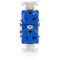 Product Image of Duplex Receptacle, Heavy-Duty Industrial, Split-Circuit, 20A 125V NEMA 5-20R, 2P 3W (Blue)