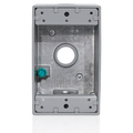 Product Image of 1-Gang Die-Cast Weatherproof Box w/ Three 1/2" Diameter Outlets, Includes Mounting Hardware and Inserts to Cover Unused Openings, GRAY