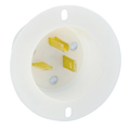 Product Image of 20A, 125V NEMA 5-20P, 2P, 3W, Flanged Inlet Receptacle, Straight Blade, Grounding, Back Wired, Thermoplastic Nylon Strap (White)