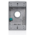 Product Image of 1-Gang Die-Cast Weatherproof Box w/ Three 3/4" Diameter Outlets, Includes Mounting Hardware and Inserts to Cover Unused Openings, GRAY