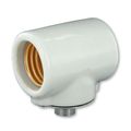Product Image of Medium Base, 1 Piece, Keyless, Incandescent, Glazed Porcelain Lampholder, Side Outlet Twin, Single Circuit, Side Outlet, Dual Socket (White)
