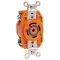 Product Image of 30A, 120/208V 3-Phase Y, NEMA L21-30R, 4P, 5W, Flush Mtg Locking Receptacle, Isolated Ground, V-0-MAX (Orange)