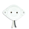 Product Image of Medium Base, Bi-pin, Standard Fluorescent Lampholder, Butt-on, Screw Mount, Stationary, 9-inch 18-awm Tew Wire Leads (White)