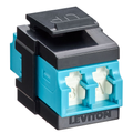Product Image of Quickport, Duplex Lc Adapter, Shuttered, 10g Lomm, Zirconia Ceramic Sleeve, Aqua/Black