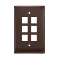 Product Image of Midsize Single-Gang Quickport, Wallplate, 6-port (Brown)