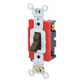 Product Image of 20A, 120/277V Toggle 4-way AC Quiet Switch, Extra Heavy Duty Spec Grade, Self Grounding, Back & Side Wired (Brown)