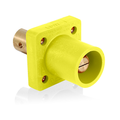 Product Image of 16 Series Single Pole Cam Type Male Panel Mount Receptacle, 90-Degree, Half Round w/ Tapped Hole, Cable Size #2, 4/0, 400A Max (Yellow)