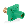 Product Image of 16 Series Single Pole Cam Type Female Panel Mount Receptacle, 90-Degree, Half Round w/ Tapped Hole, Cable Size #2, 4/0, 400A Max (Green)