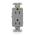 Product Image of Decora Plus Isolated Ground Duplex Receptacle Outlet,  Smooth Face, 15A, 125V Back or Side Wire, NEMA 5-15R, 2-Pole, 3-Wire, Self-Grounding, Gray
