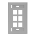 Product Image of Single-Gang Quickport, Wallplate w/ ID Windows, 6-port (Gray)