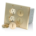 Product Image of Floor Box Assembly w/ (2) 15A Tamper-resistant Outlet/receptacle, Brass