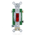 Product Image of 30A, 120v, Toggle Pilot Light, Illum. On, Req. Neutral 1-pole AC Quiet Switch (Red)