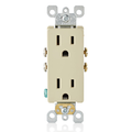 Product Image of 15A, 125V NEMA 5-15R, 2-Pole, 3-Wire, Decora Duplex Receptacle, Straight Blade, Self Grounding, Quickwire Push-In & Side Wired, Steel Strap (Ivory)