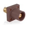 Product Image of 16 Series Single Pole Cam Type Male Panel Mount Receptacle, 90-Degree, Half Round w/ Tapped Hole, Cable Size #2, 4/0, 400A Max (Brown)