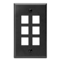 Product Image of Single-Gang Quickport, Wallplate, 6-port (Black)