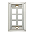 Product Image of Stainless Steel Quickport, Wallplate, Single-Gang, 6-port, w/ ID Windows