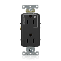 Product Image of Decora Plus Duplex Receptacle, Heavy-Duty Industrial, Split-Circuit, 15A 125V 2P 3W (Black)
