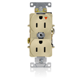 Product Image of Isolated Ground Duplex Receptacle Outlet,  Smooth Face,15A, 125V Back or Side Wire, NEMA 5-15R, 2-Pole, 3-Wire, Self-Grounding (Ivory)