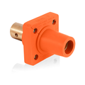 Product Image of 16 Series Single Pole Cam Type Female Panel Mount Receptacle, 90-Degree, Half Round w/ Tapped Hole, Cable Size #2, 4/0, 400A Max (Orange)